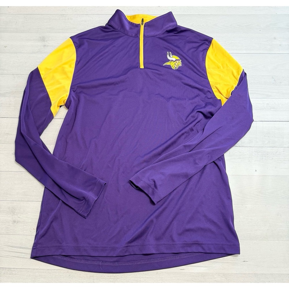 Fanatics men's Minnesota Vikings purple yellow 1/4 zip pullover large